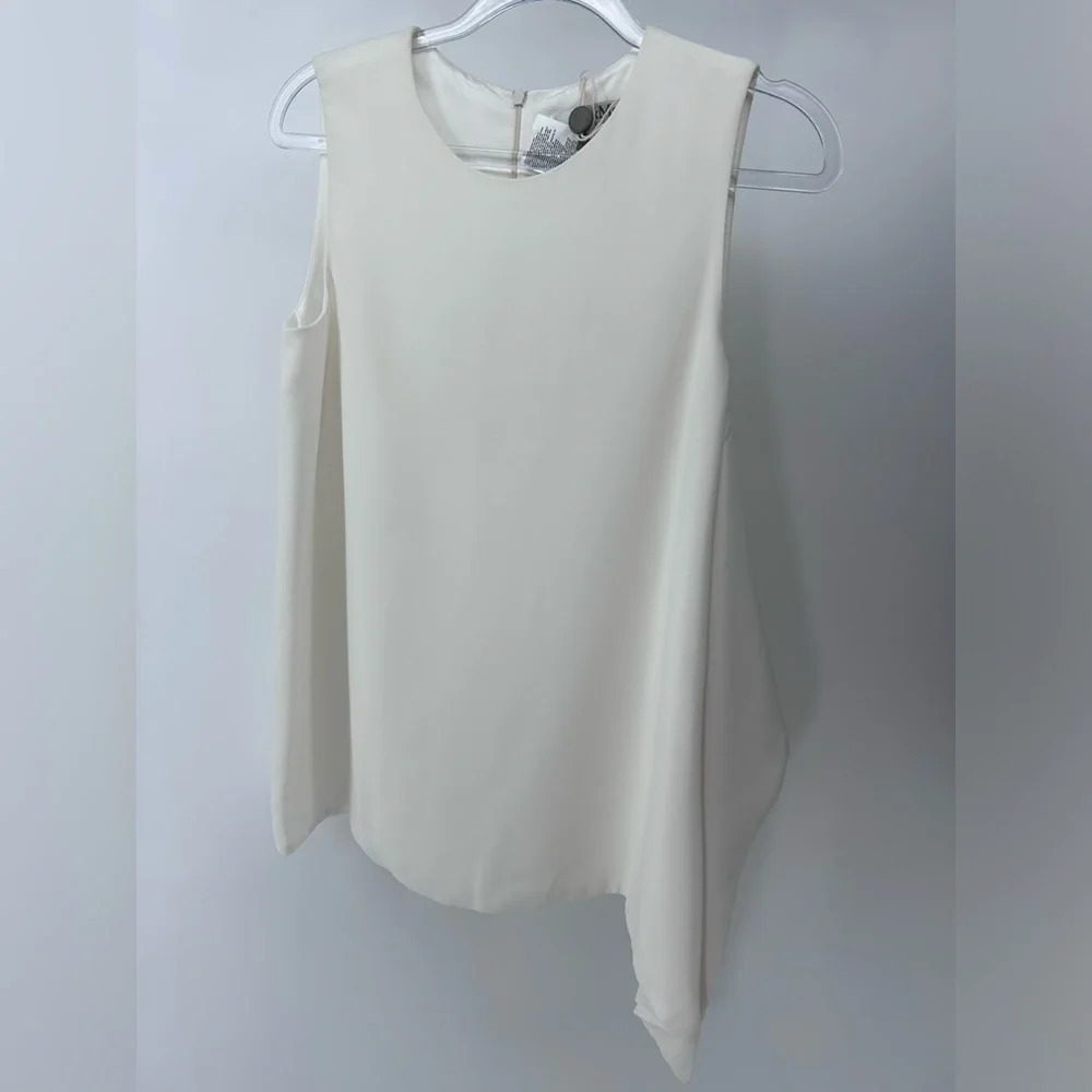MAX MARA Women's Ivory Sleeveless Asymmetrical Blouse Size 6